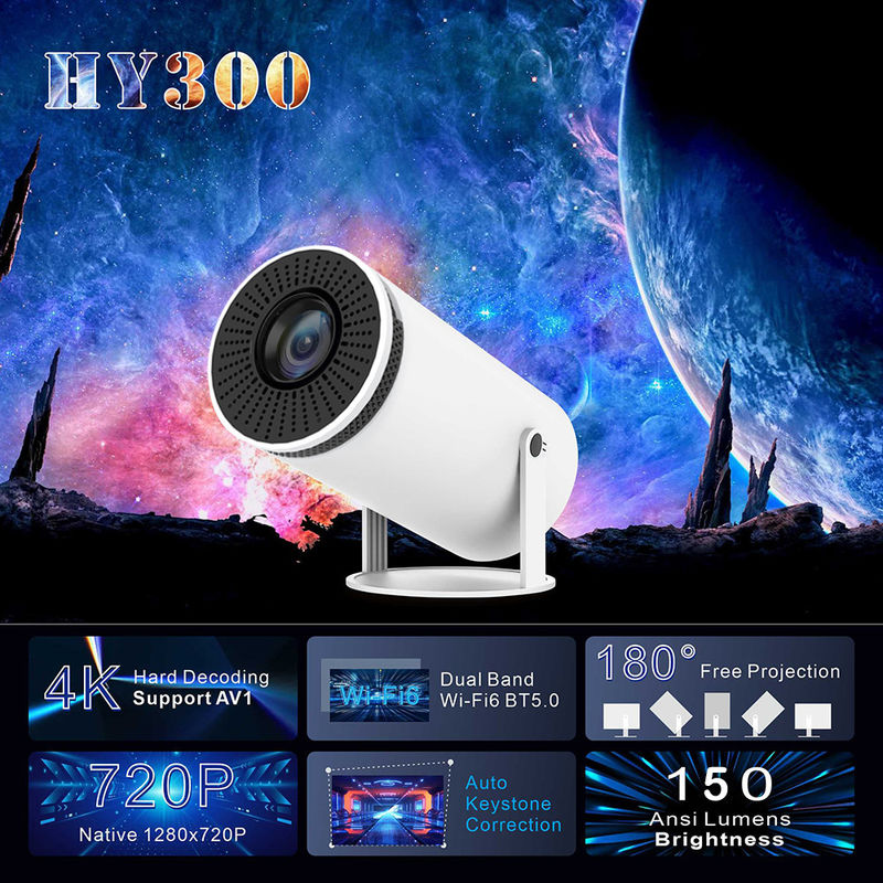 Φορητός προβολέας LCD HY300 με 1280*720P ντόπια ανάλυση 2.4G/5G/BT4.1