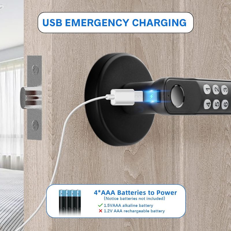 Foxgard T01 έξυπνη κλειδαριά πόρτας ️ keyless entry, κράμα ψευδαργύρου, δακτυλικά αποτυπώματα & app control, για την ασφάλεια στο σπίτι και το γραφείο